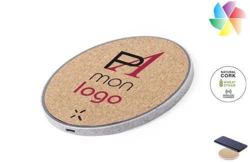 Chargeur de téléphone sans fil 10 w socle écologique publicitaire personnalisé Livor 