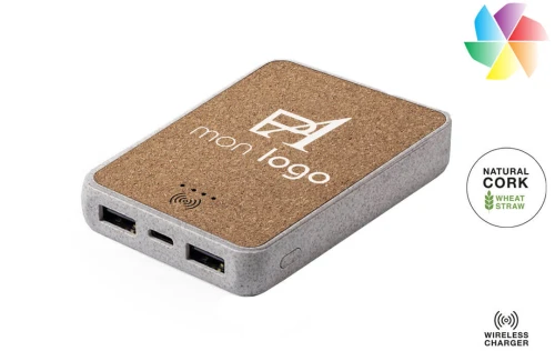 Batterie externe personnalisable powerbank publicitaire à chargeur sans fil Merak 5000 mAh 