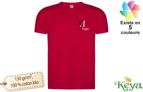 T-shirt écologique keya 150 organic color publicitaire personnalisé 