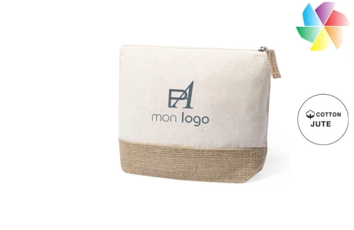 Trousse de toilette publicitaire personnalisée Tays pochette de voyage en jute et coton 