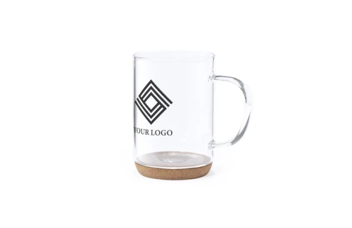 Tasse en verre personnalisée Hindras de 450 ml à base liège