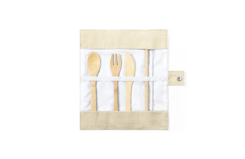 Couverts repas personnalisé Corpax ensemble en bambou naturel