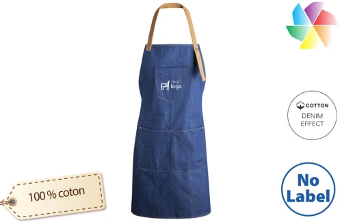 Tablier de cuisine Rober en coton denim publicitaire personnalisé 