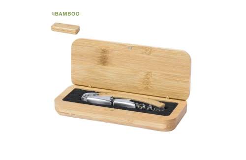 Tire-bouchon personnalisé Flomek avec coffret en bambou