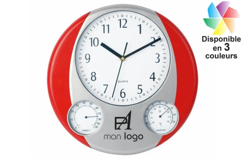 Horloge murale publicitaire personnalisée Prego avec thermomètre et hygromètre 