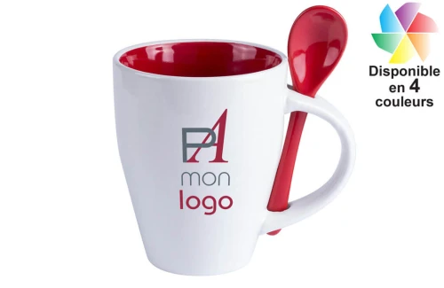 Tasse en céramique avec cuillère Cotes publicitaire personnalisée 