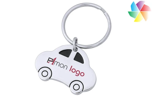 Porte-clés publicitaire personnalisé en forme de voiture en métal chromé Engine 