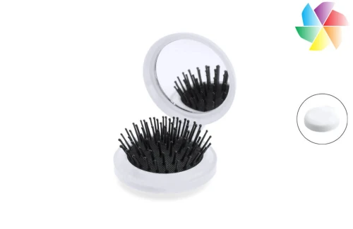 Brosse à cheveux de poche pliable publicitaire personnalisée Glance avec miroir intégré 