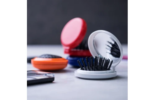 Brosse à cheveux de poche pliable personnalisée Glance avec Miroir