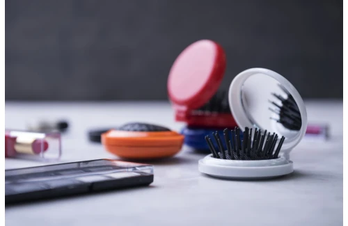 Brosse à cheveux de poche pliable personnalisée Glance avec Miroir