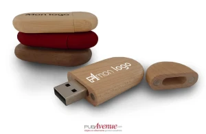 Clé USB personnalisée en bois forme ovale