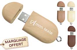 Clé USB personnalisée en bois forme ovale