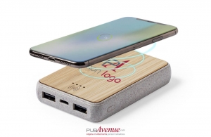 Batterie externe par induction powerbank plat bois 5000 mAh 