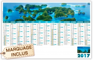 Calendrier bancaire rigide Paradisiaque 67 x 43 à personnaliser 