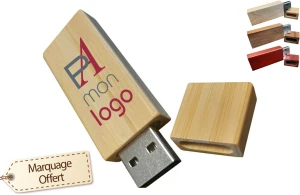 Clé USB publicitaire personnalisée en bois naturel biodégradable recyclé pas cher 