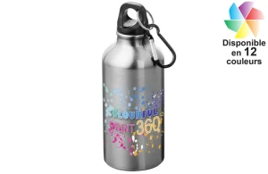 Gourde en aluminium Oregon avec mousqueton 400 ml publicitaire personnalisé 