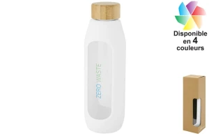 Bouteille Tidan en verre borosilicate et grip silicone 600 ml publicitaire personnalisée 