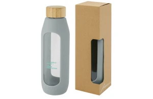 Bouteille personnalisée Tidan en verre borosilicate et grip silicone 600 ml