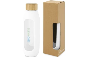 Bouteille personnalisée Tidan en verre borosilicate et grip silicone 600 ml
