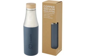 Bouteille isotherme personnalisée acier inoxydable et couvercle bambou 540 ml