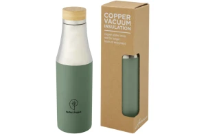 Bouteille isotherme personnalisée acier inoxydable et couvercle bambou 540 ml