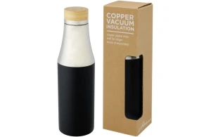 Bouteille isotherme personnalisée acier inoxydable et couvercle bambou 540 ml