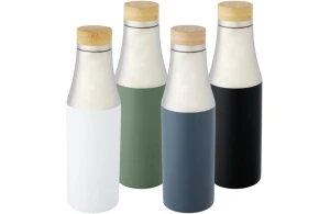 Bouteille isotherme personnalisée acier inoxydable et couvercle bambou 540 ml