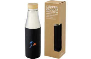 Bouteille isotherme personnalisée acier inoxydable et couvercle bambou 540 ml
