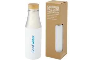 Bouteille isotherme personnalisée acier inoxydable et couvercle bambou 540 ml