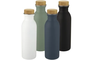 Bouteille personnalisée acier inoxydable et couvercle bambou Kalix 650 ml