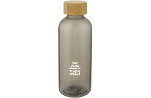 Bouteille personnalisée en plastique recyclé et couvercle bambou 650 ml