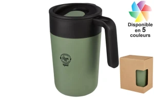 Mug isotherme personnalisé Nordia recyclée à double paroi de 400 ml 