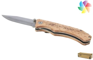 Couteau de poche en bois avec clip de ceinture publicitaire personnalisé 