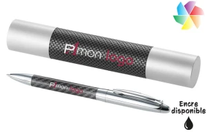 Parure de stylo bille personnalisée avec finition fibre de carbone 