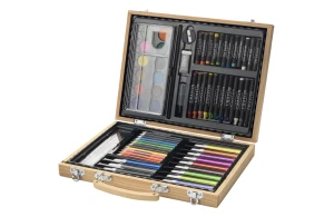 Coffret de coloriage mallette en bois de 67 pièces