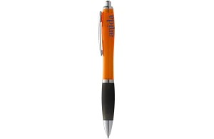 Stylo publicitaire Nash bouton à corps en couleur et grip noir
