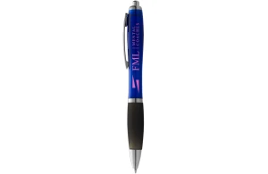 Stylo publicitaire Nash bouton à corps en couleur et grip noir