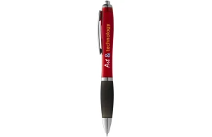 Stylo publicitaire Nash bouton à corps en couleur et grip noir