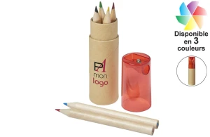Boite 6 crayons de couleur avec taille-crayon publicitaire personnalisée 