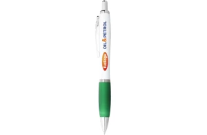 Stylo publicitaire Nash à corps blanc et grip coloré