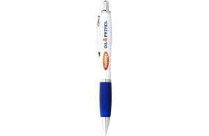 Stylo publicitaire Nash à corps blanc et grip coloré