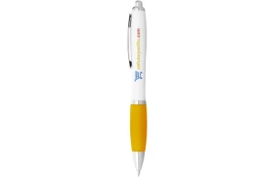 Stylo publicitaire Nash à corps blanc et grip coloré