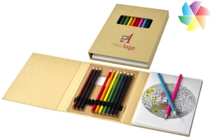 Coffret crayons de couleur et bloc coloriage publicitaire personnalisé 