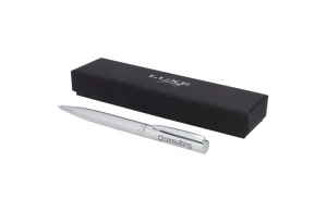 Parure de stylo bille personnalisé à finition chromé brossé mat City