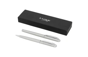 Parure stylo à bille et roller Andante coloris argent