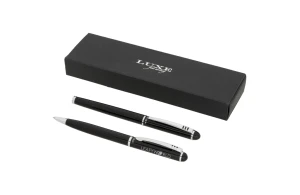 Parure stylo à bille et roller personnalisé Andante coloris noir