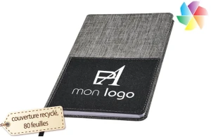 Cahier publicitaire personnalisé A5 en RPET avec poche frontale Mera 