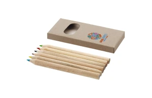 Boite de 6 crayons de couleur bois avec étui en papier Kraft