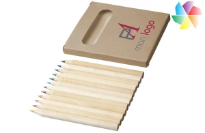 Boite12 crayons de couleur bois personnalisée avec étui papier Kraft 