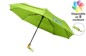 Parapluie pliable automatique en PET recyclé Bo publicitaire personnalisé 